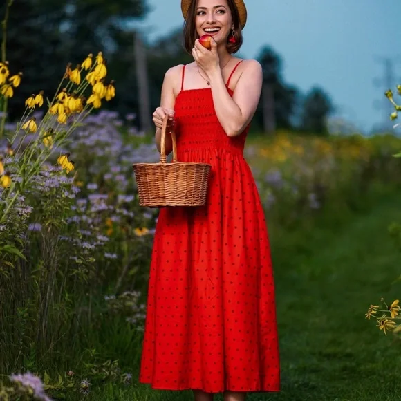 Red and black polka dot universal threads sleeveless medium - Picture 1 of 14